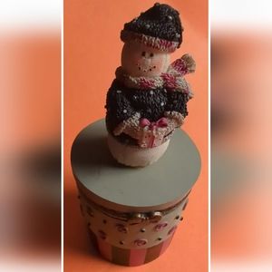 Vintage Miss Heather's Plum Pudding Snowmen Trinket Box - Adorable Decoration!